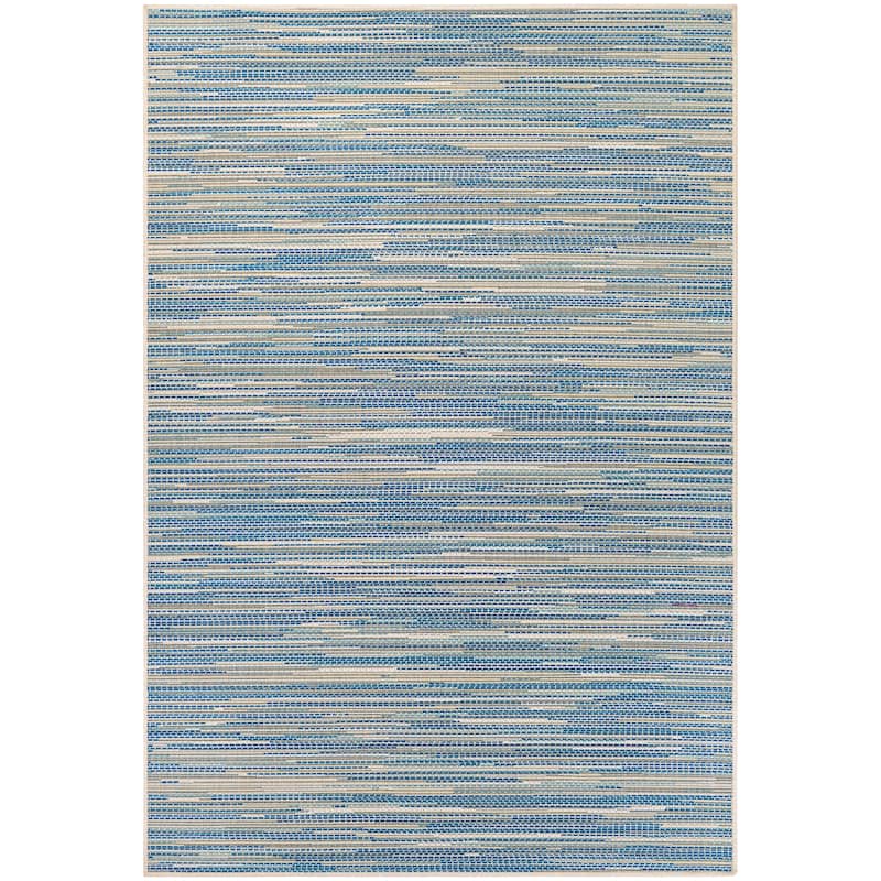 Samantha Cannes Azure Blue Ivory Indoor Outdoor Area Rug - 5'10" x 9'2"