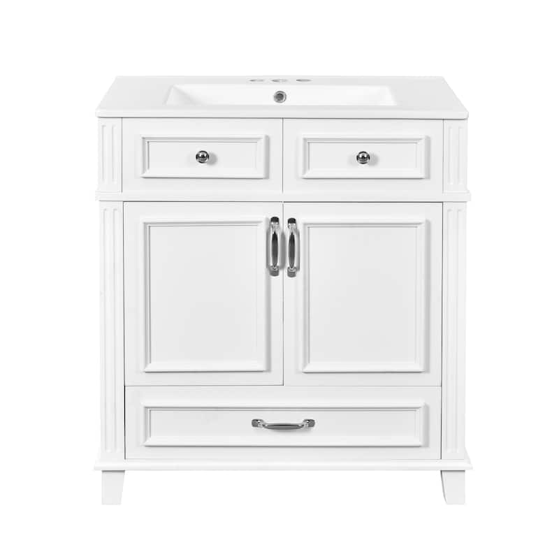 30'' Freestanding Bathroom Vanity with White Integrated Ceramic Sink - 29.37'' x 17.87'' x 33.14''