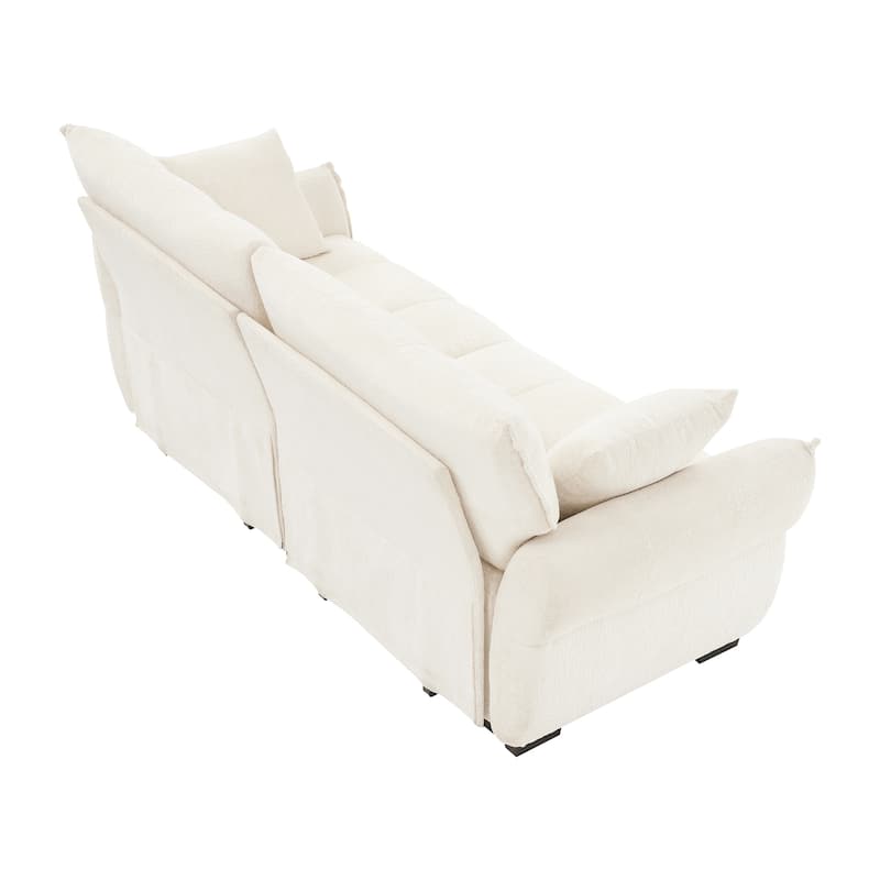 Ergonomic Design 78.7-inch Double Seater Loveseat Sofa Chenille Couch for Living Room, Lounge, Office Space