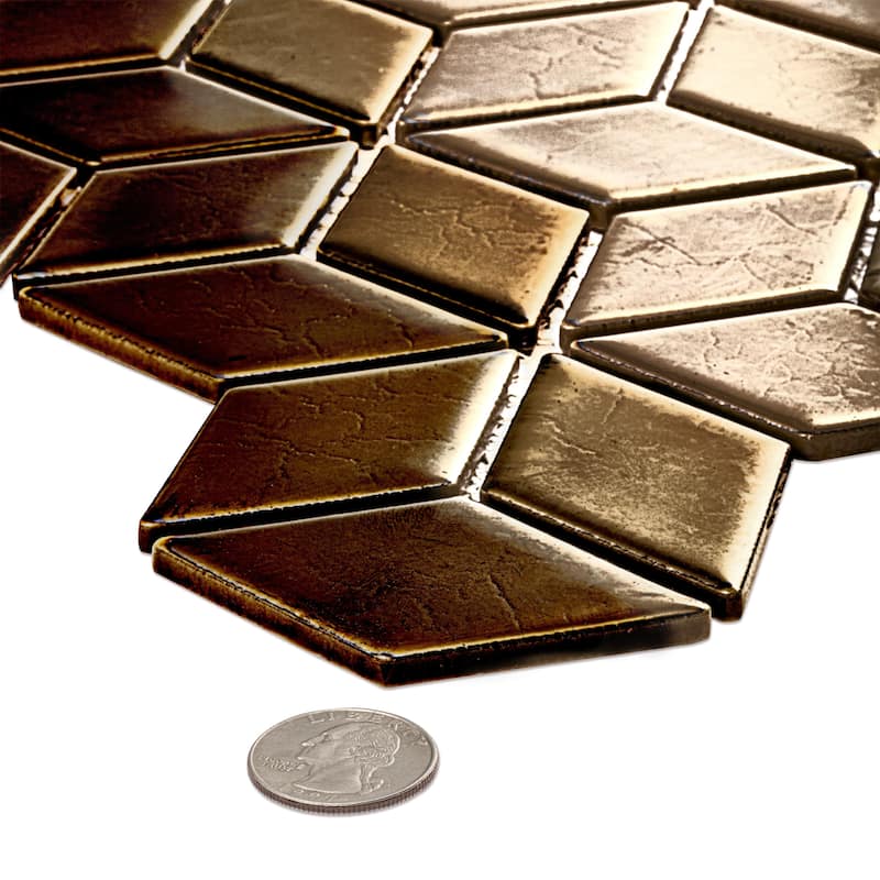 Merola Tile Hudson Rhombus Gold 10-1/4" x 11-3/4" Porcelain Floor and Wall Tile