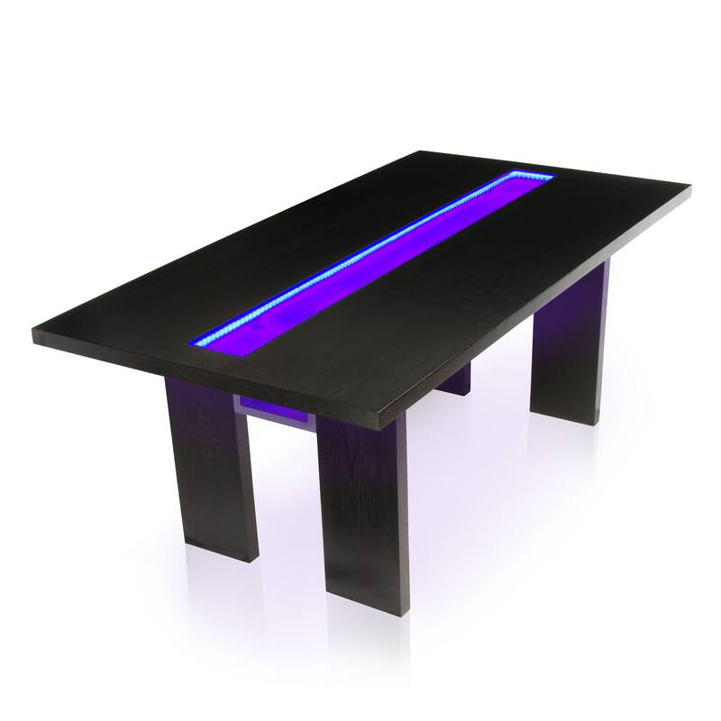 Furniture of America Lumina Contemporary 76-inch Glass Dining Table With LED