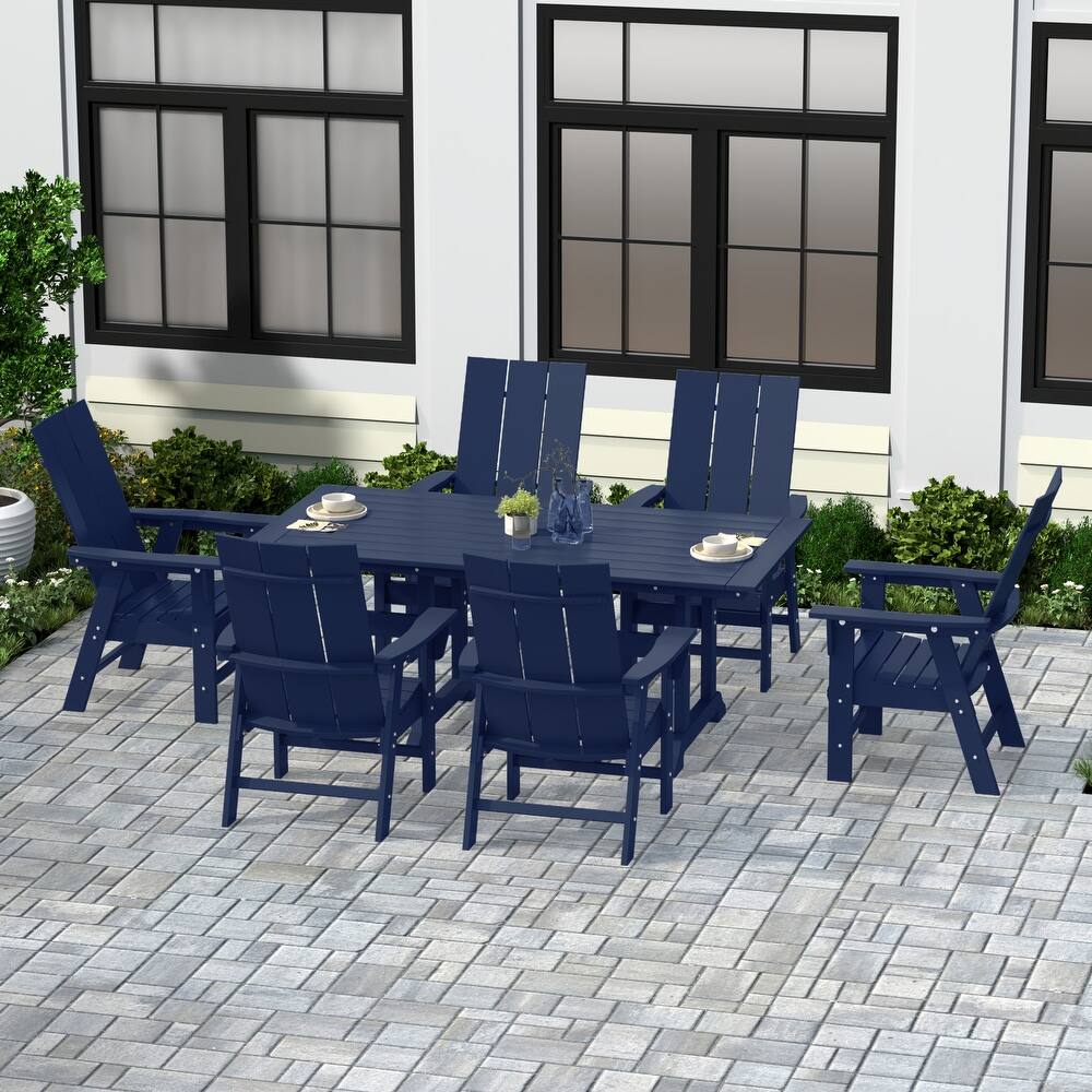 Shoreside 7-Piece Rectangular Poly Eco-Friendly All Weather Outdoor Dining Set