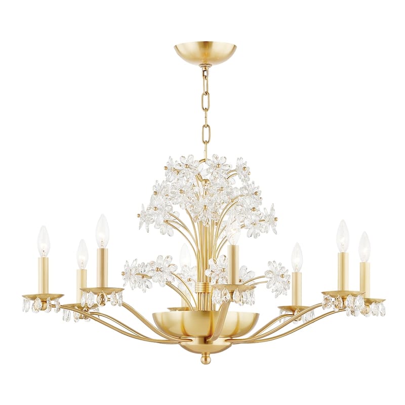 Hudson Valley Beaumont Chandelier with Clear Glass - 10 lights - Aged Brass