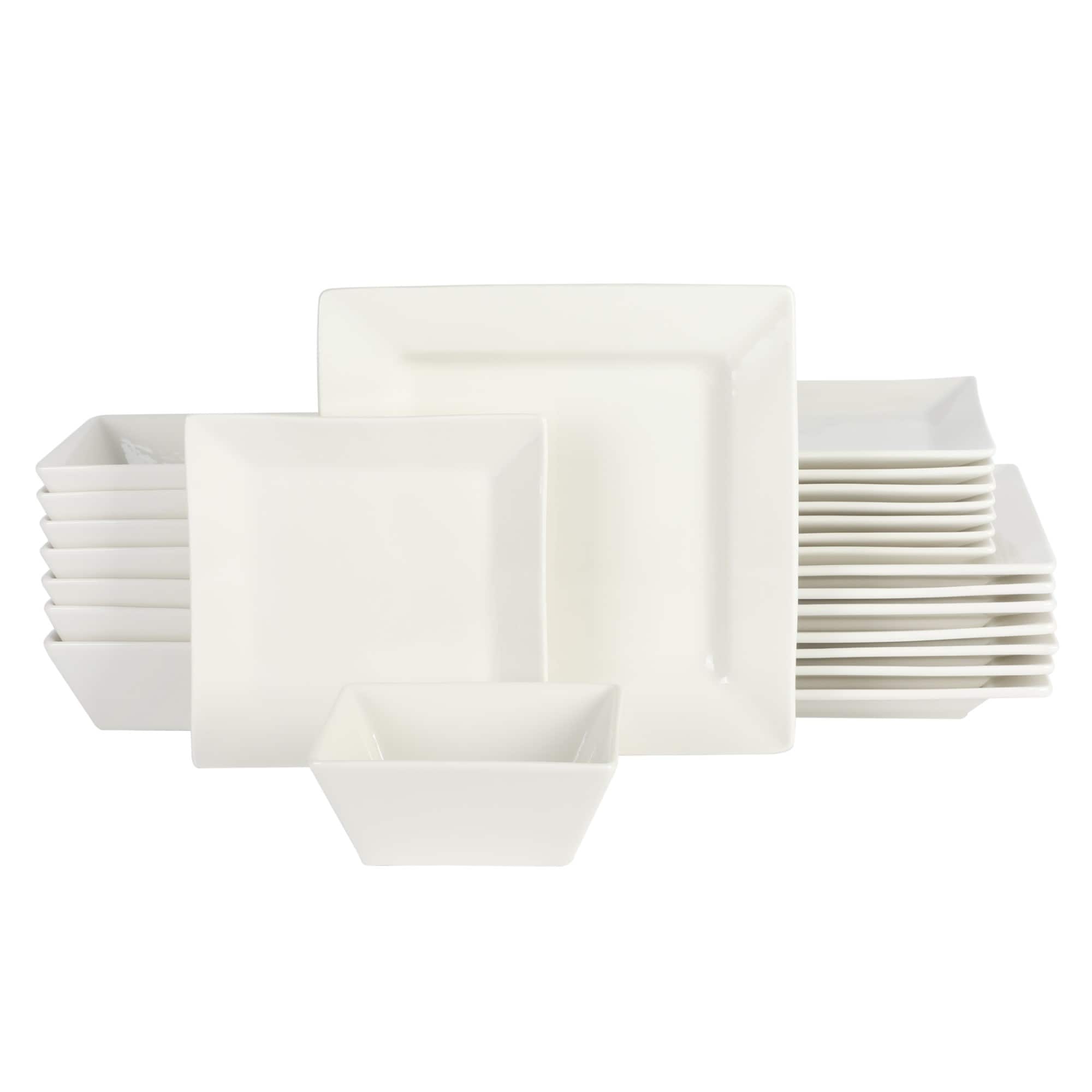 Gibson Home Zen Buffet Hard Square 24 Piece Porcelain Dinnerware Set