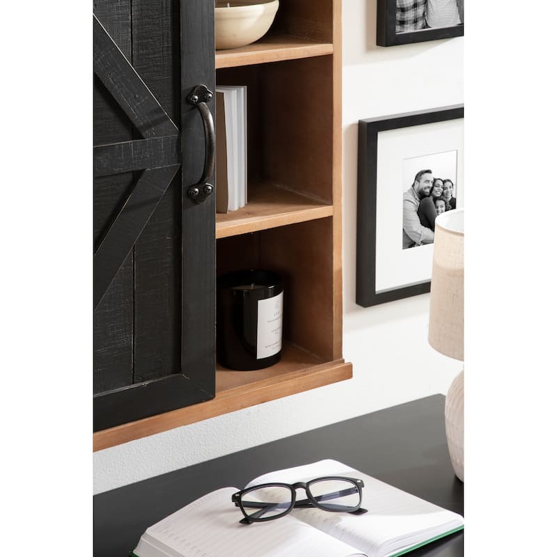 Kate and Laurel Cates Decorative Wood Cabinet with Sliding Barn Door - 22x28