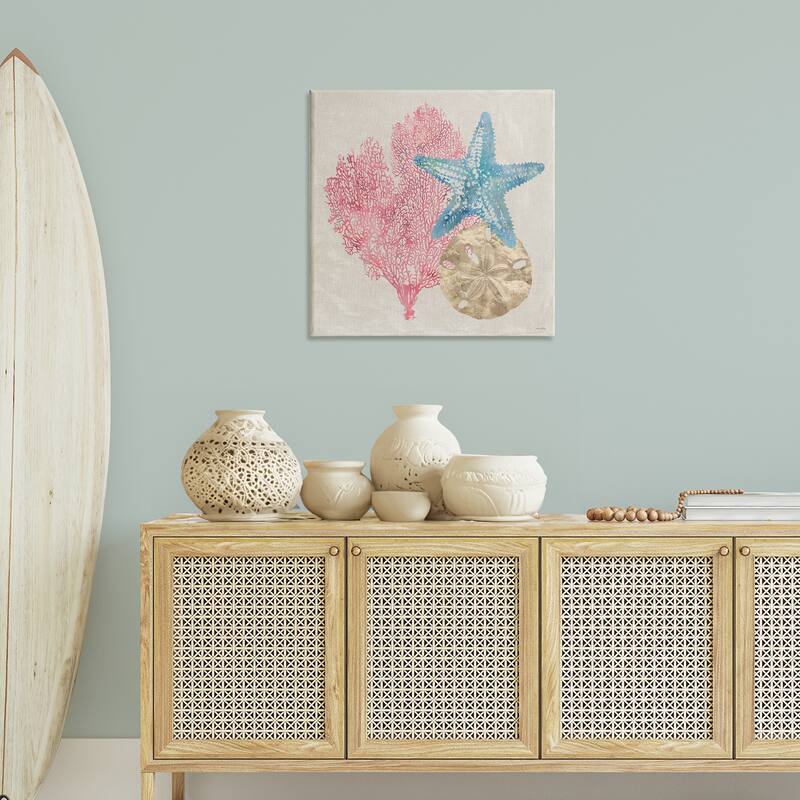 Stupell Sea Life Trio on Beige Canvas Wall Art Design By Amber Sterling