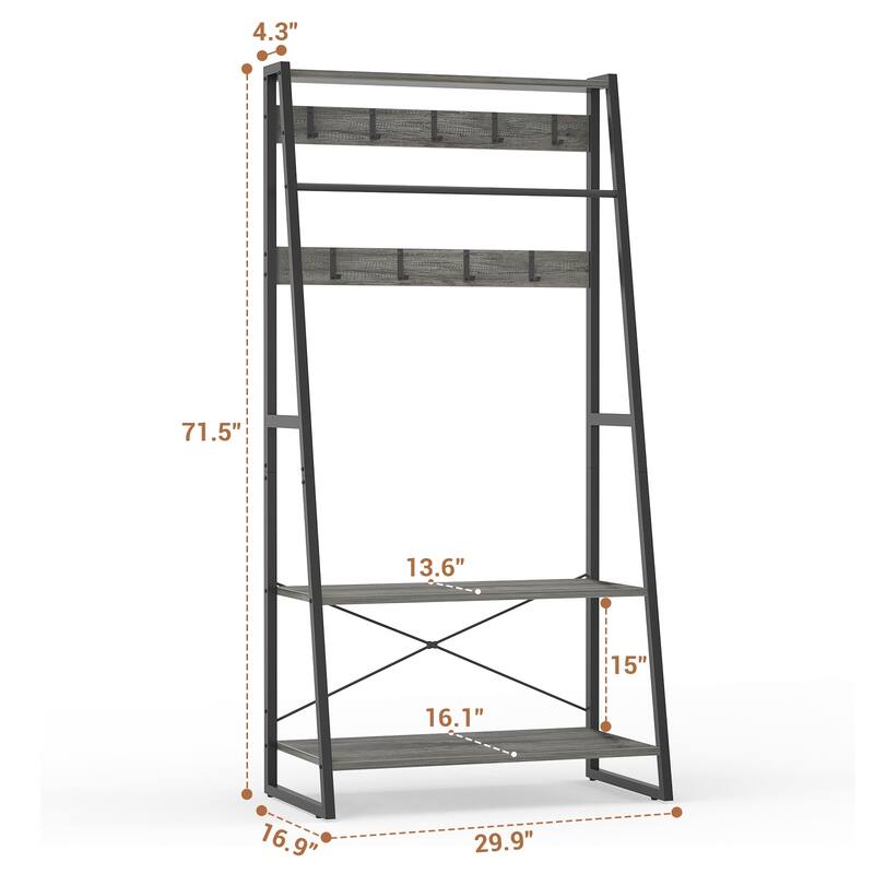 Entryway Bench with Coat Rack, Freestanding Closet System