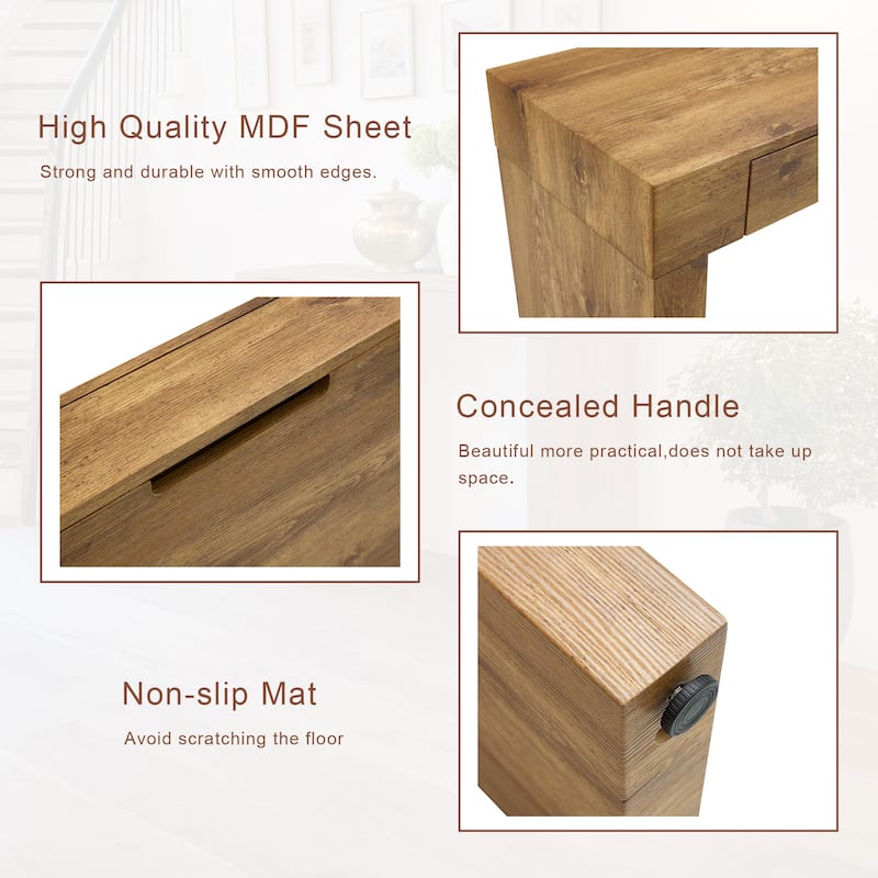 50-Inch Wood Grain Bar Table – Dual Drawers, Multi-Functional as Desk or Bar Counter.