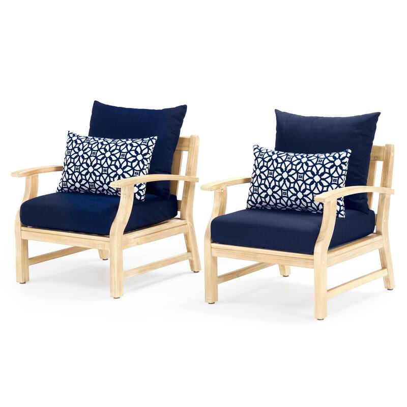 Kooper 2 Piece Sunbrella Outdoor Patio Club Chairs - Navy Blue