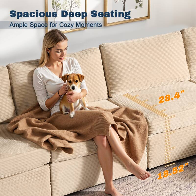 XIZZI Modular Sectional Sofa Chaise Couch with Ottoman