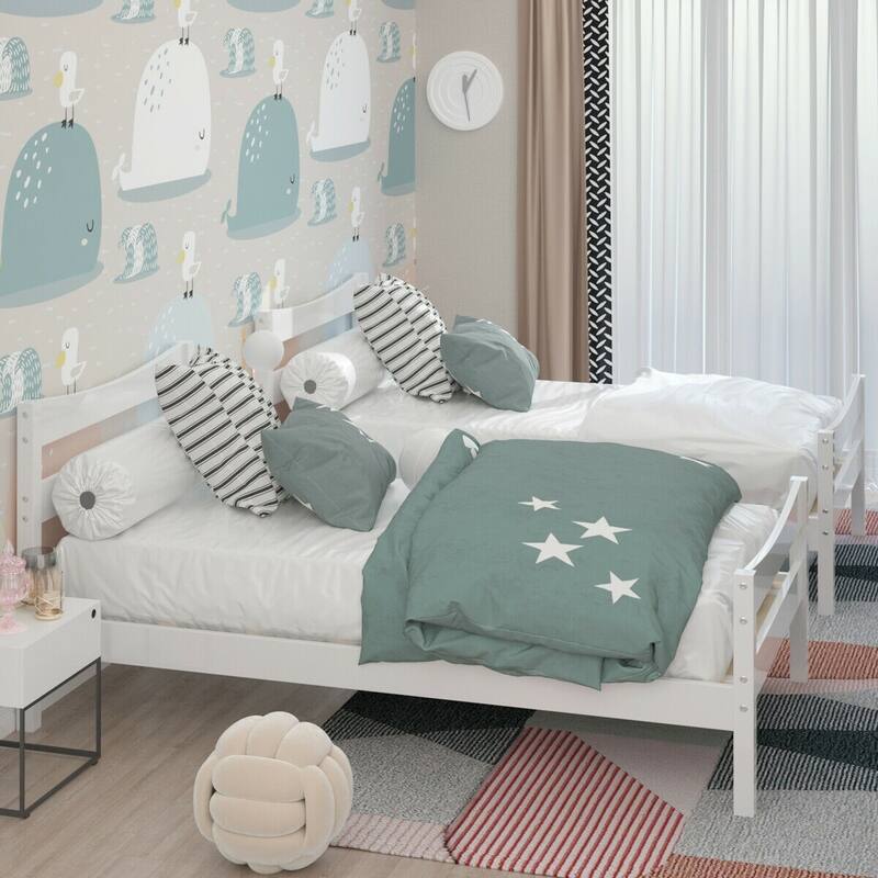 Pine Wood Twin Size Platform Bed Frame with Slat Support and Headboard-Footboard