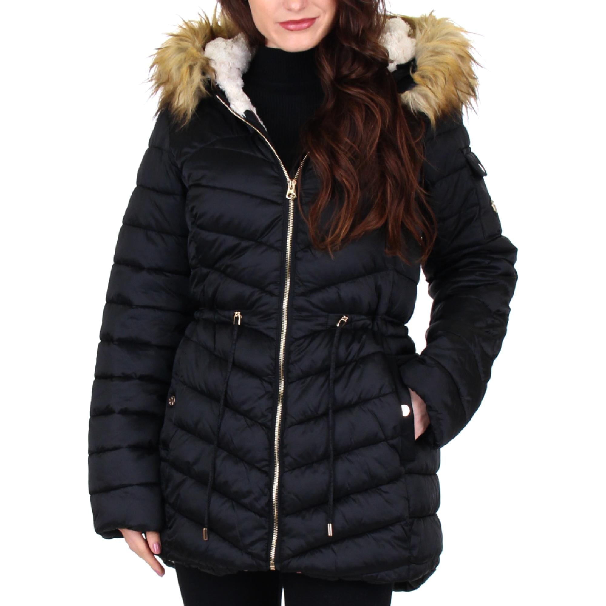 Jessica simpson cozy faux fur lined hooded jacket