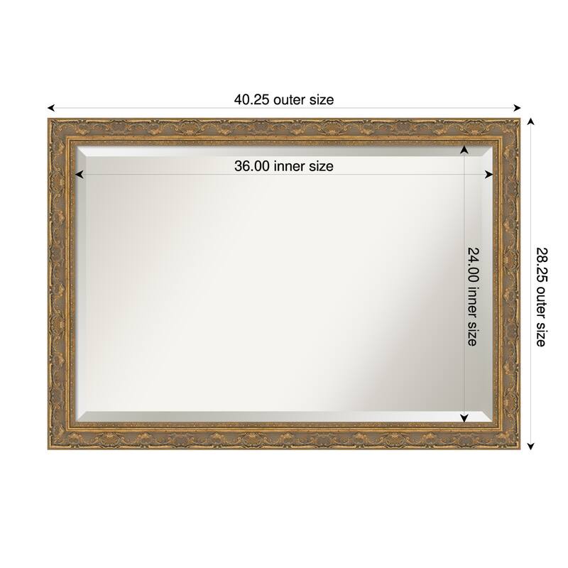 Filigree Beveled Framed Wall Mirror - 40 x 28 in - Filigree Gold