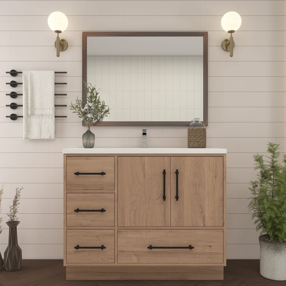 Victoria 42'' Left Drawer Freestanding Vanity with Reinforced Acrylic Sink - 41.5