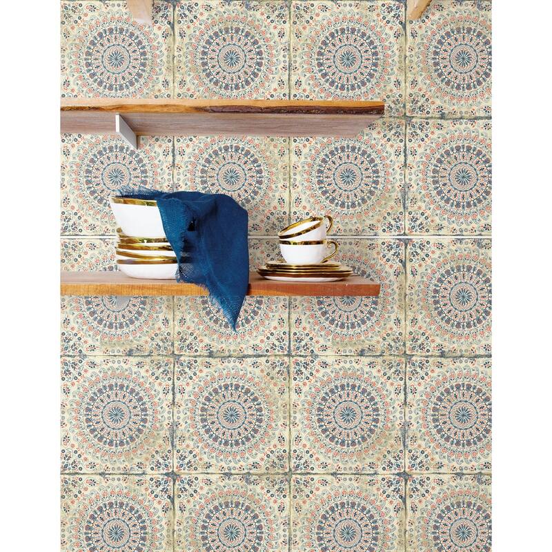 Seabrook Designs Boho Rhapsody Mandala Boho Tile Unpasted Wallpaper
