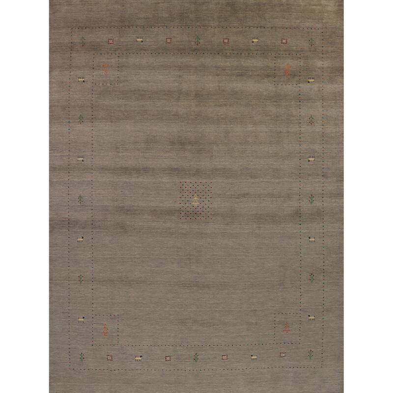 Gabbeh Oriental Area Rug Hand-Knotted Wool Carpet - 8'0" x 9'11"