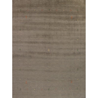 Gabbeh Oriental Area Rug Hand-Knotted Wool Carpet - 8'0" x 9'11"