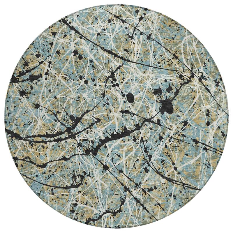 Machine Washable Indoor/ Outdoor Modern Splatter Chantille Rug