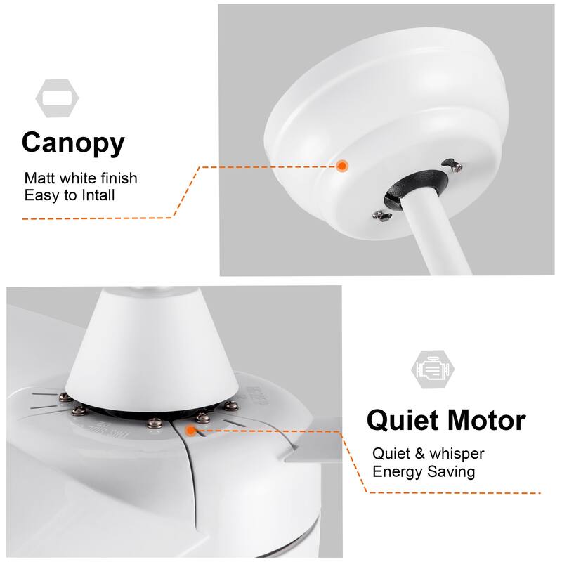42 Inch Ceiling Fan with LED Light, 6 Speed Remote Control Ceiling Fan Lighting with Reversible Ultra Quiet Motor