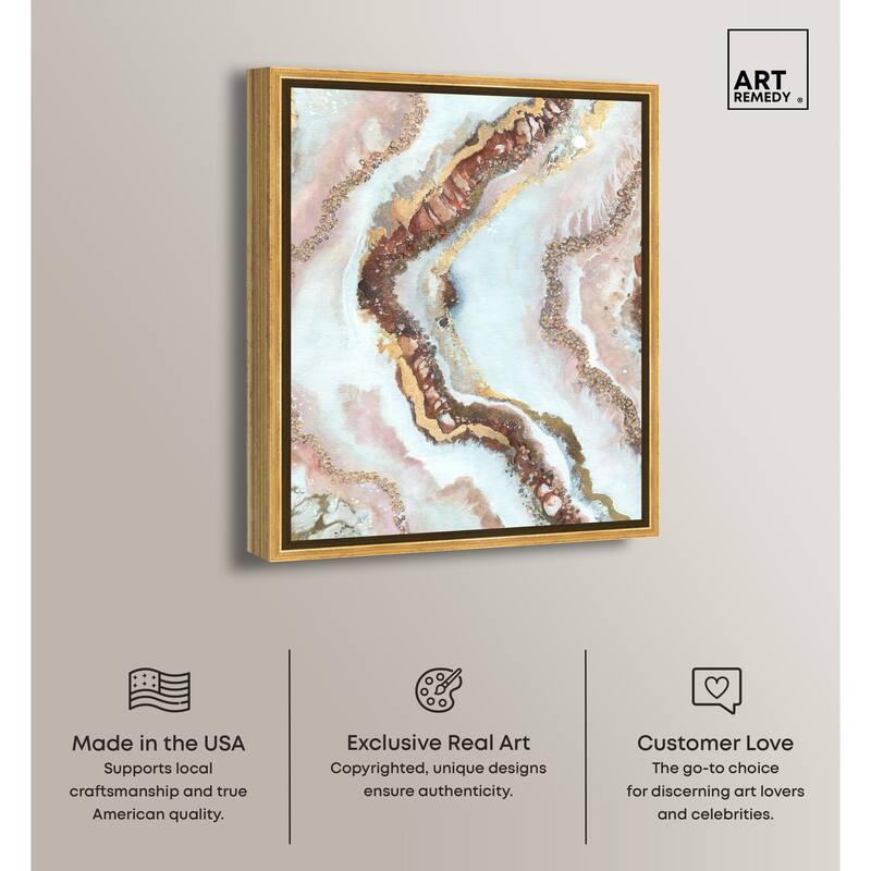 Art Remedy Blush Geode Framed Mineral, Agate & Geode 1 Piece Canvas Wall Art