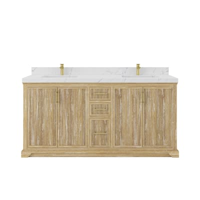 Willow Collections 72 x 22 Alys Solid Teak Wood Double Sink Bathroom Vanity with Quartz or Marble Countertop