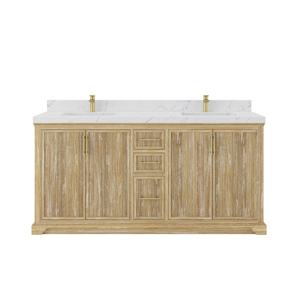 Willow Collections 72 x 22 Alys Solid Teak Wood Double Sink Bathroom Vanity with Quartz or Marble Countertop