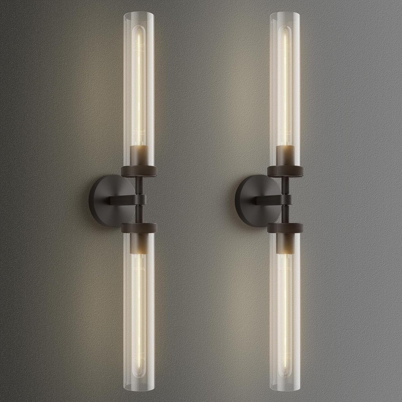 KAYLA Modern Glass Wall Sconces, Indoor Wall Lighting Wall Light Fixtures, Vanity Light with Glass Shade(2-Sets)