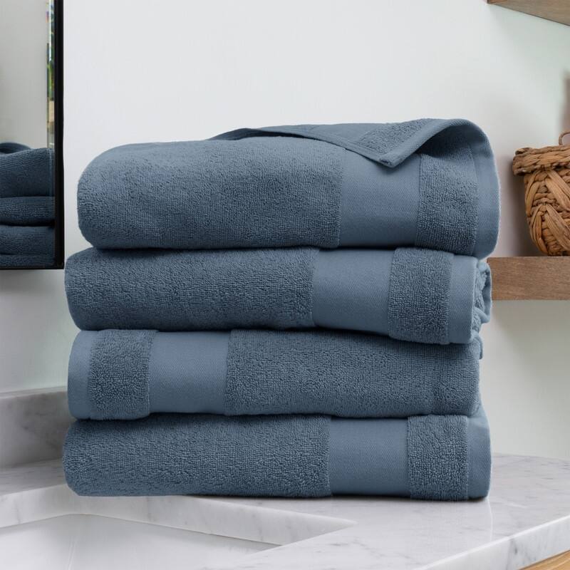 Becky Cameron Premium Ultra Soft Cotton 4pc Bath Towel Set - 4 Pack - Light Blue