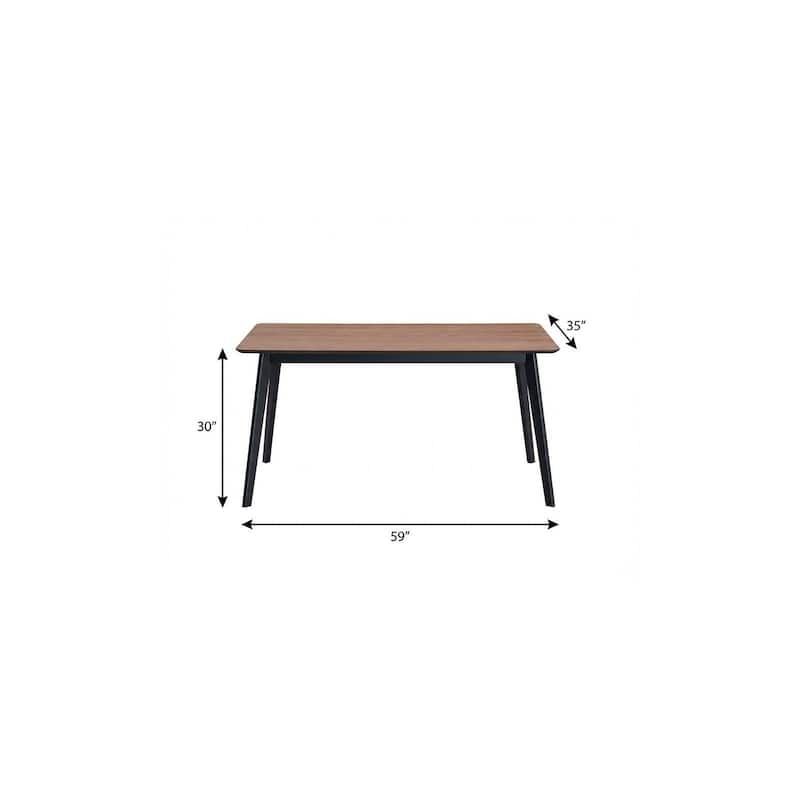 HomeRoots 59" Walnut and Black Wood Dining Table - 59.00 in. x 30.00 in. x 35.00 in.