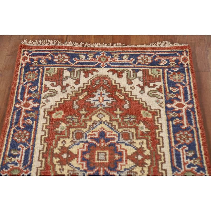 Orange Heriz Indian Runner Rug Hand-knotted Wool Carpet - 2'6"x 7'11"