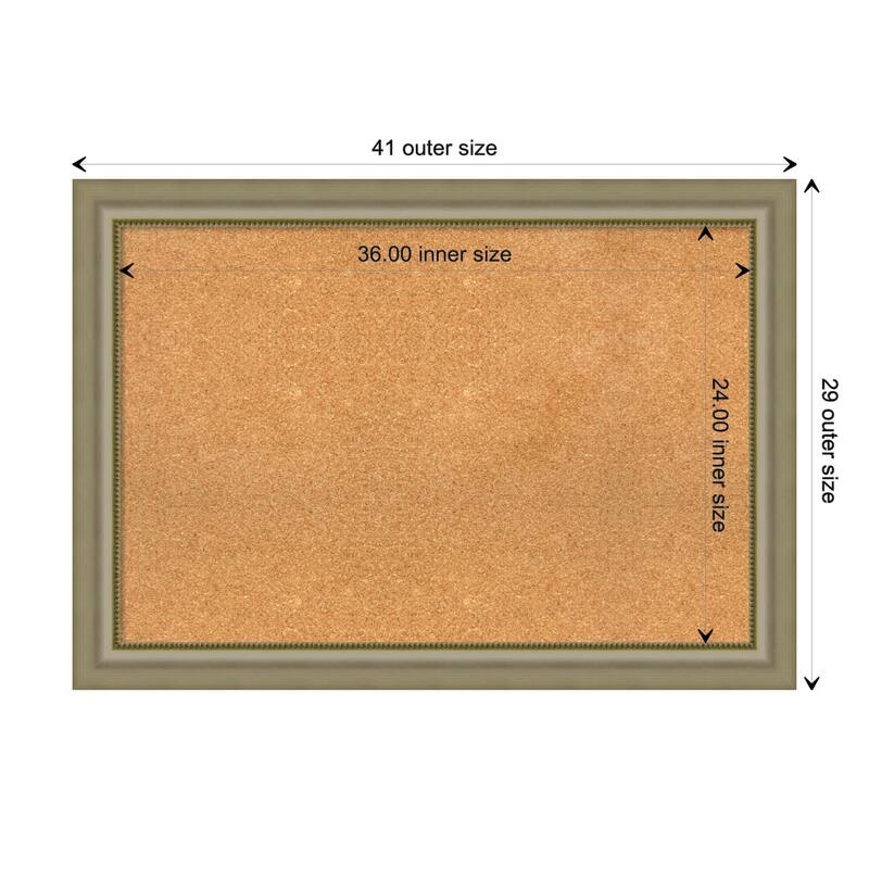 Vegas Silver Wood Framed Natural Corkboard Bulletin Board - Board Size 36x24