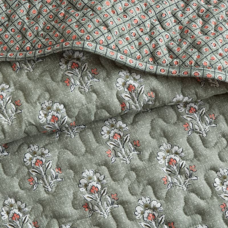 Madison ParK Linwood 3 Piece Ruffle Printed Quilt Set