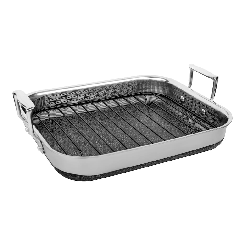 DiamondClad 14-inch Hybrid Nonstick Roasting Pan with Rack - 14 x 12