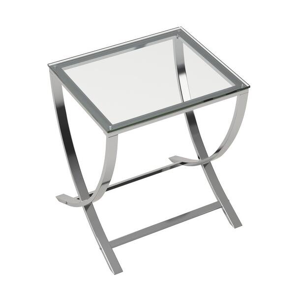 Shop Ryan Rove Vivien Living Room Coffee Sofa Table Glass Small Accent End Side Table Nightstand Chrome Finish On Sale Overstock 30428231