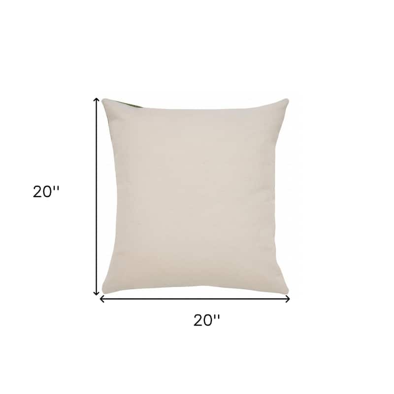 HomeRoots 20" X 20" Green And White 100% Cotton Striped Zippered Pillow