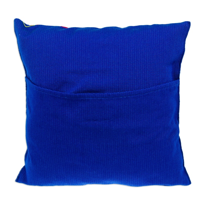 Novica Handmade Peacock Party Cotton Cushion Cover