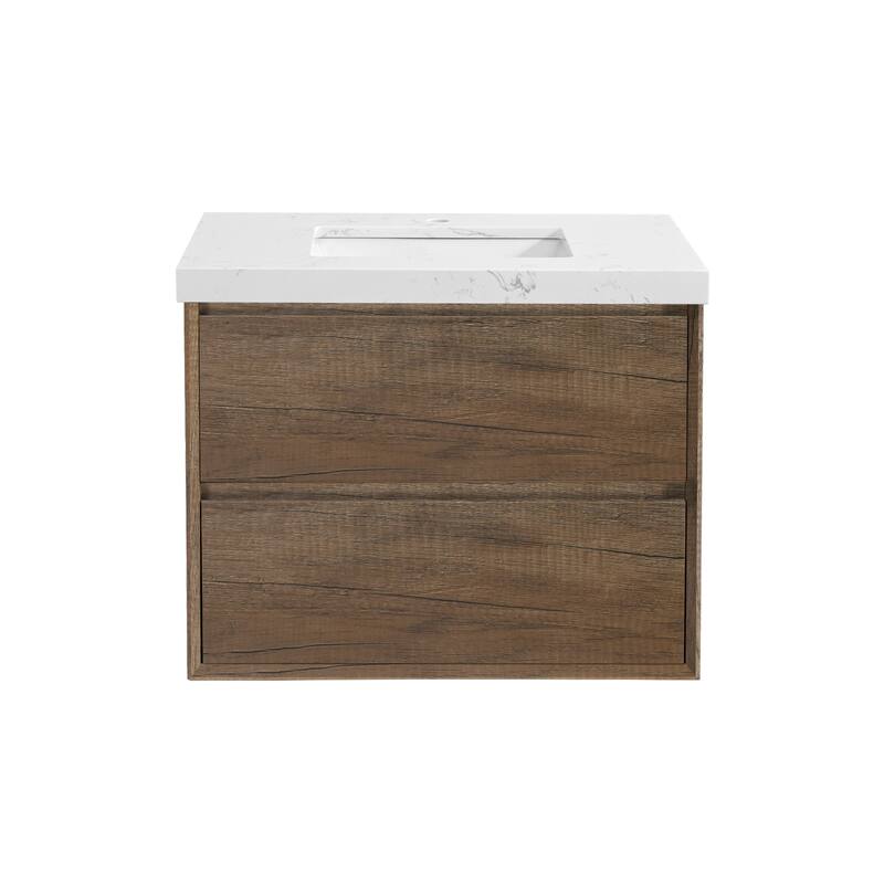 NebulaSky 24/ 30/ 36/ 48 in Wall Mounted Single Sink Bathroom Vanity with Engineered Stone Top Combo Cabinet Vanity Set - 30 inch