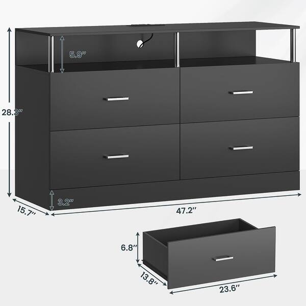 Dresser Bedroom 6 Drawers Dressers Chests of Drawers Charging Station