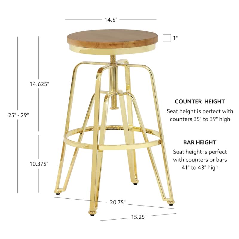 Aimes Wood and Metal 25-29 Inch Adjustable Stool