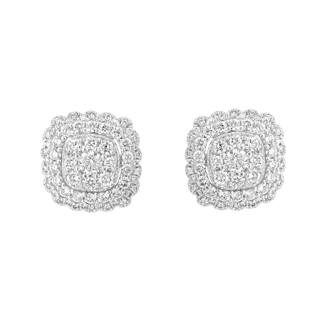 Effy Women's 925 Silver Lab Grown Diamond Scalloped Stud Earrings