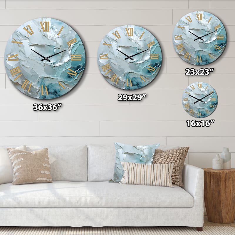 Designart "Silver Shimmer" Abstract Landscape Oversized Wall Clock