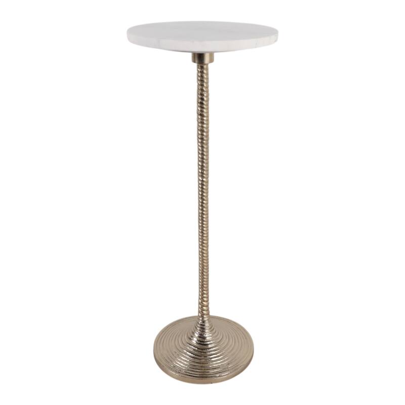 Metal and Stone Accent Table with Aluminum Base - Modern Stylish Side Table for Home Decor