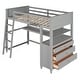 preview thumbnail 4 of 13, Elegant Design Loft Bed with Shelves, Drawers and Desk, Health and Comfort, Twin Size, Grey