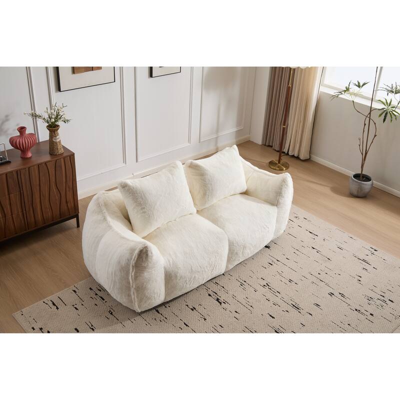 Oversized Bean Bag Sofa Reading Chair, 2-Seater Giant Bean Bag Couch with Pillows, Loveseat Chaise Lounge Sofa Chair