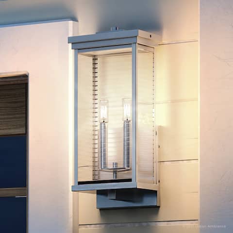 Luxury Modern Outdoor Wall Light, 17.25"H x 8"W, with Mid-Century Modern Style, Stainless Steel, by Urban Ambiance