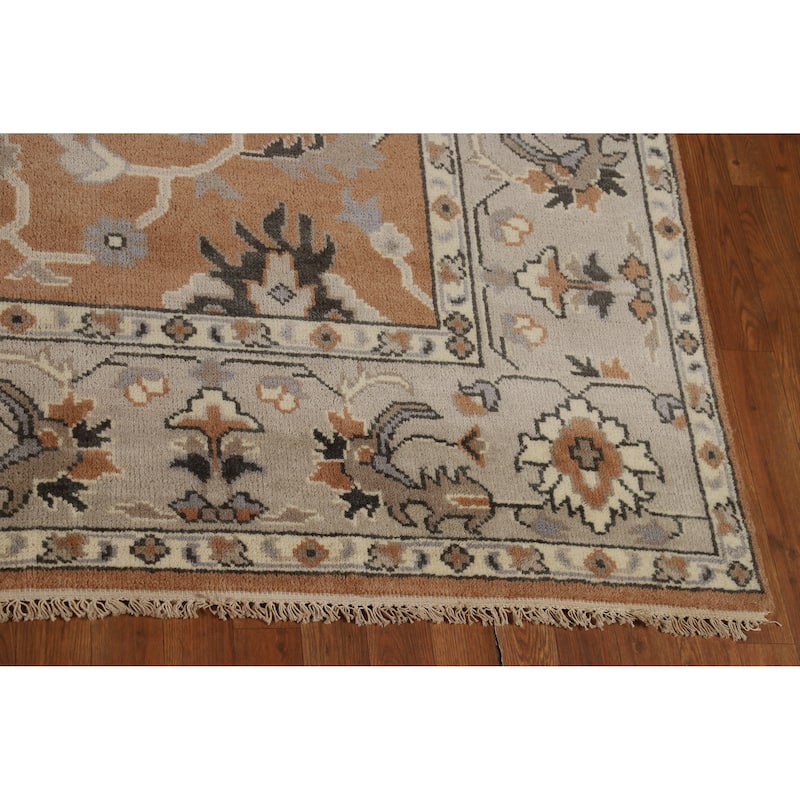 Transitional Oushak Indian Area Rug Handmade Wool Carpet - 8'2"x 9'10"