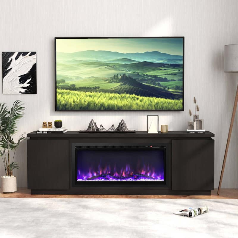 Costway Fireplace TV Stand for TVs up to 80" with Electric Fireplace 3 - See Details