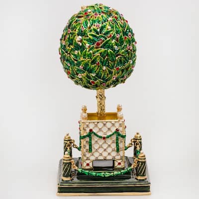Bay Tree Imperial Faberge Egg w/ Musical Trinket Box in Green