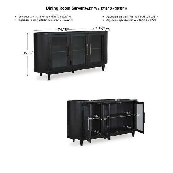 Signature Design by Ashley Rowanbeck Black/Gray Dining Server - 74.13" W x 17.13" D x 35.13" H