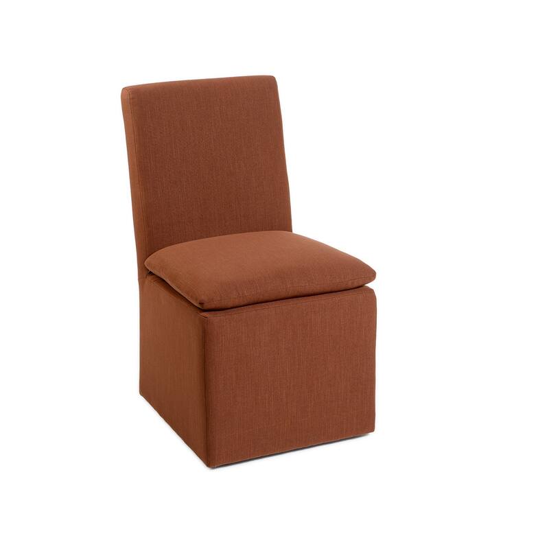 KINWELL 21" Performance Fabric Upholstered Dining Side Chair with Casters (Set of 2)